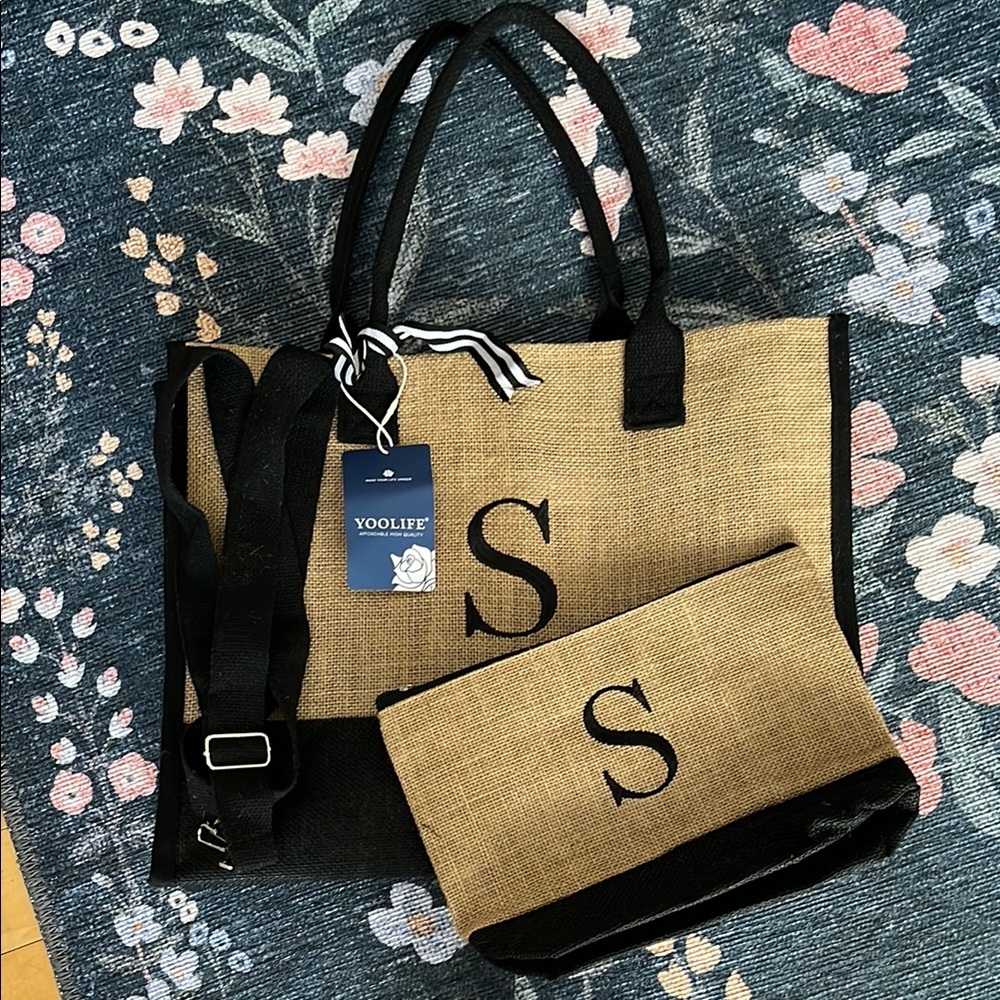 Black and Tan Tote Bag Set
